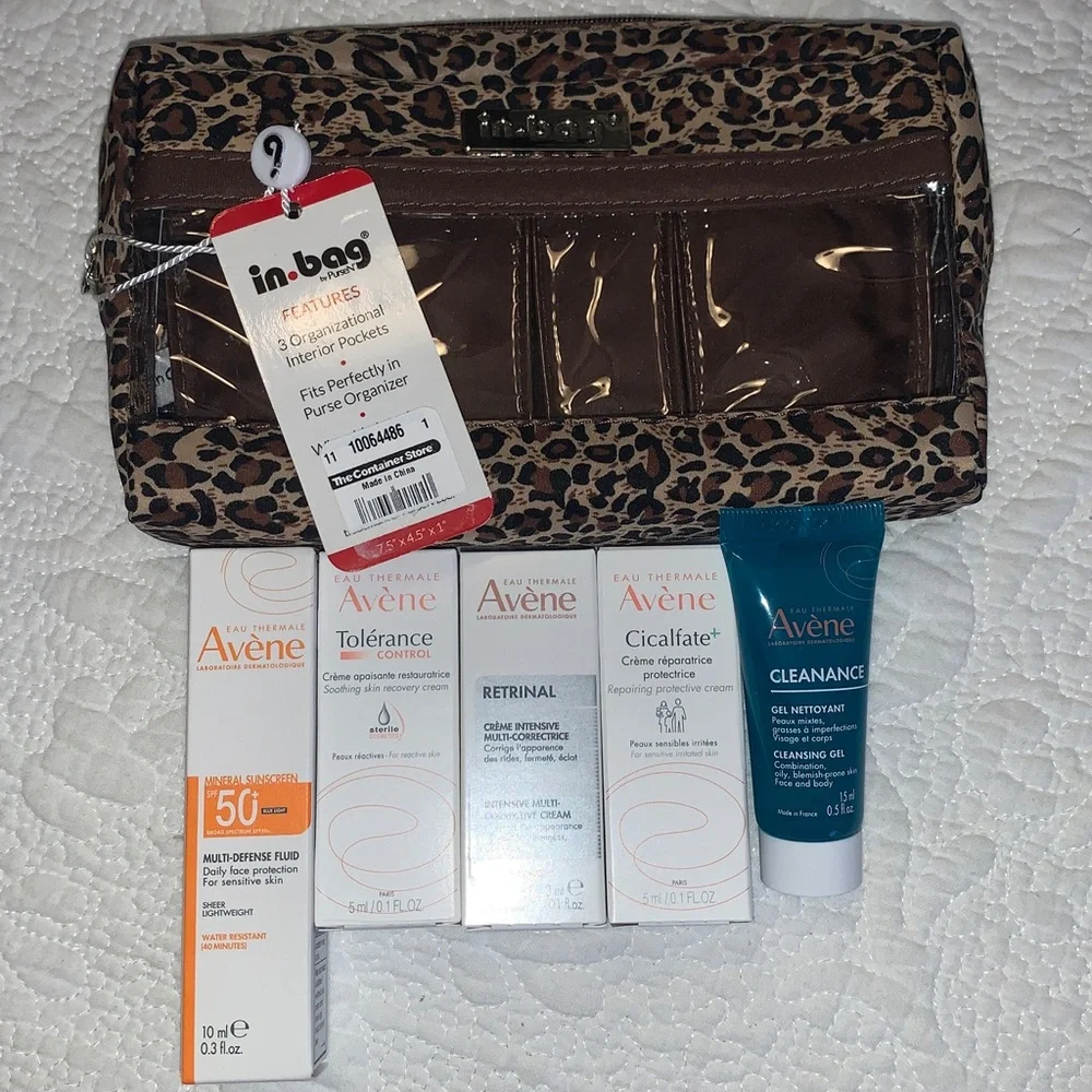 In•Bag Make-Up Case, Animal Print & Clear Front, 4 Compartments, Zip Top, NWT - Picture 3 of 9